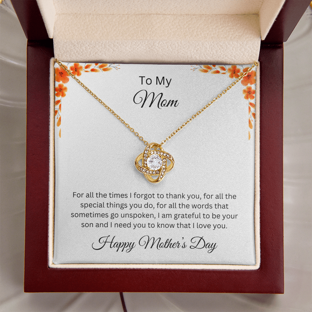 Love Knot Necklace/To My Mom Happy Mother's Day Love Son