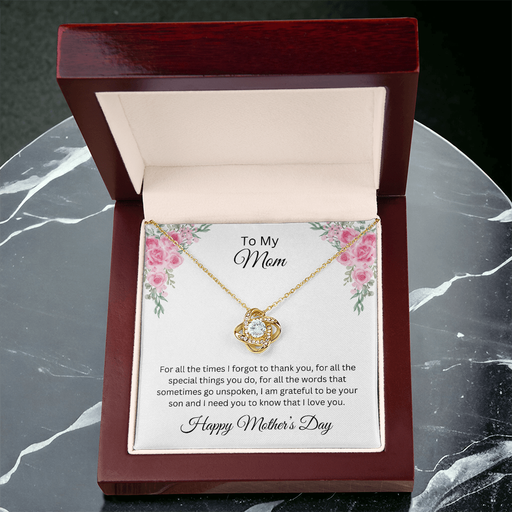 Love Knot Necklace/To My Mom Happy Mother's Day Love Son