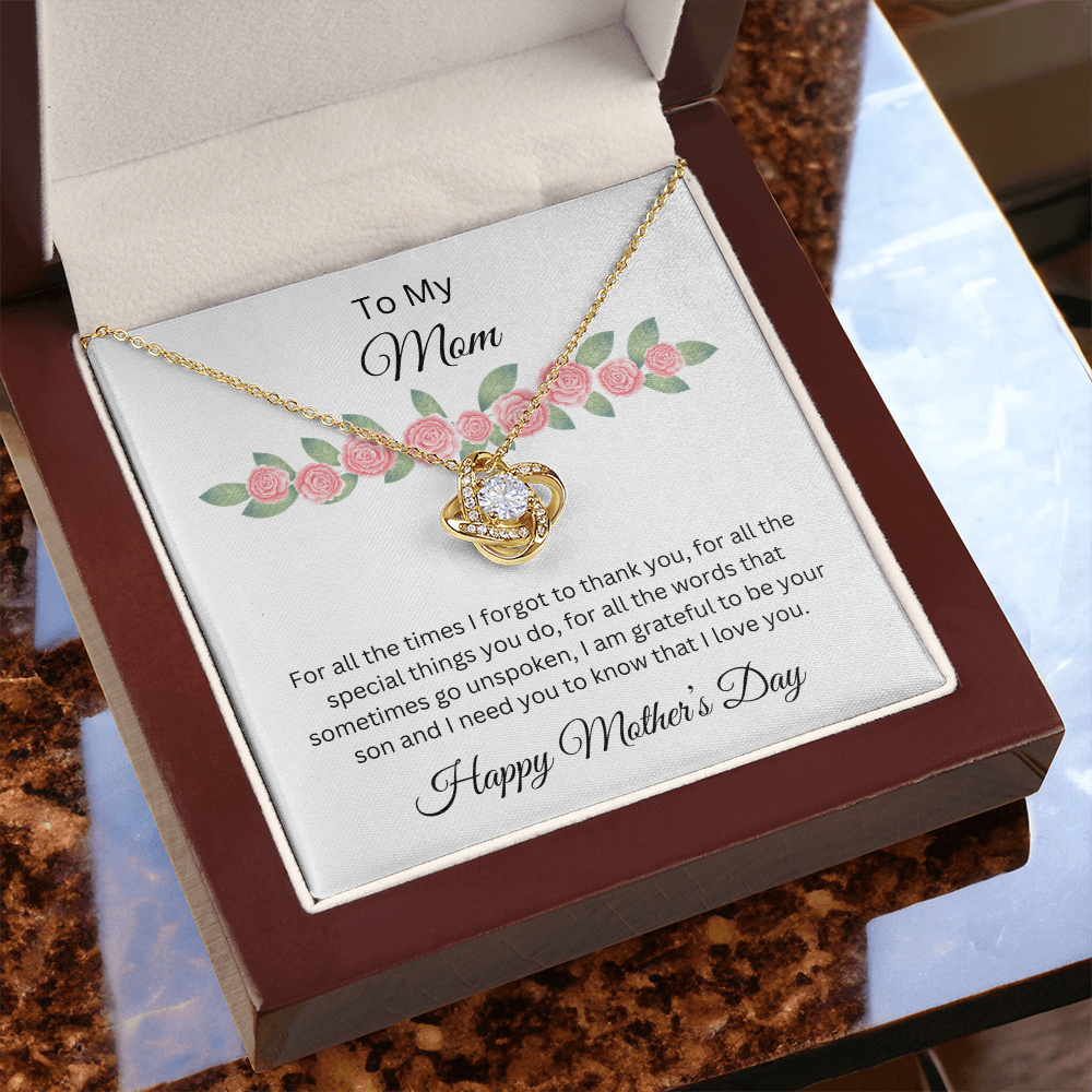 Love Knot Necklace/To My Mom Happy Mother's Day Love Son