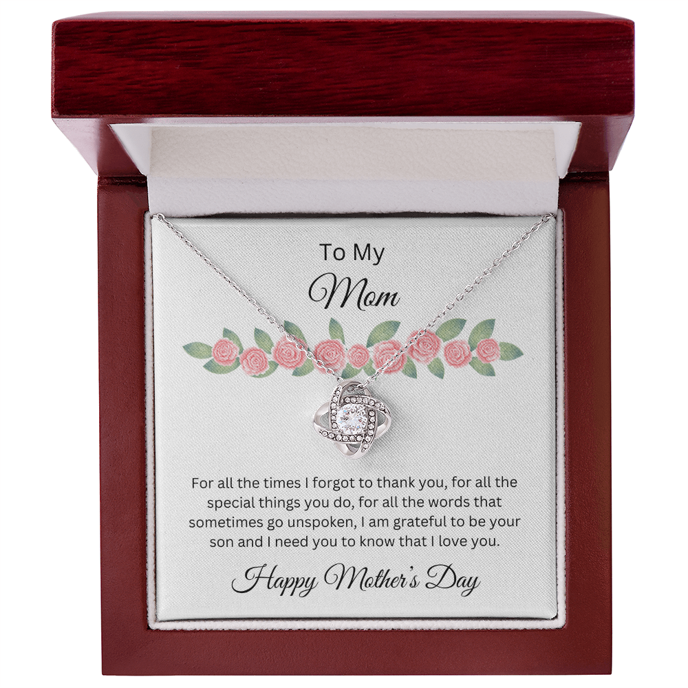 Love Knot Necklace/To My Mom Happy Mother's Day Love Son