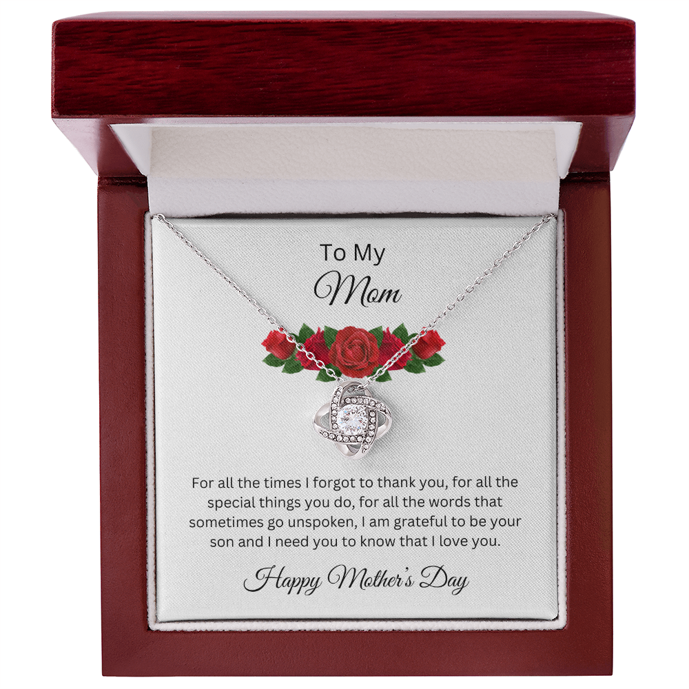 Love Knot Necklace/To My Mom Happy Mother's Day Love Son