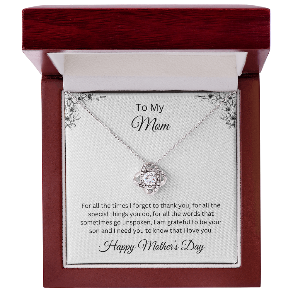 Love Knot Necklace/To My Mom Happy Mother's Day Love Son