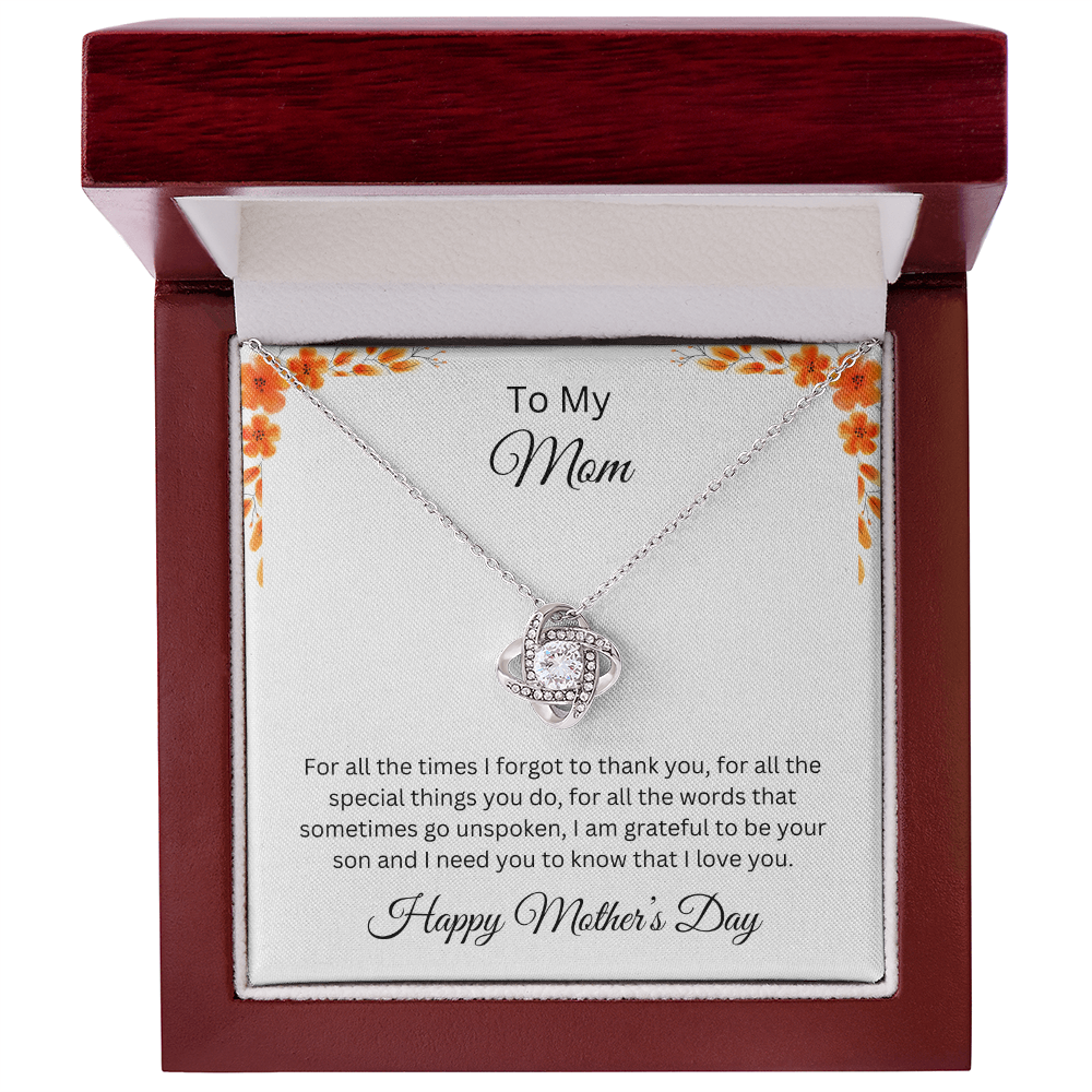 Love Knot Necklace/To My Mom Happy Mother's Day Love Son