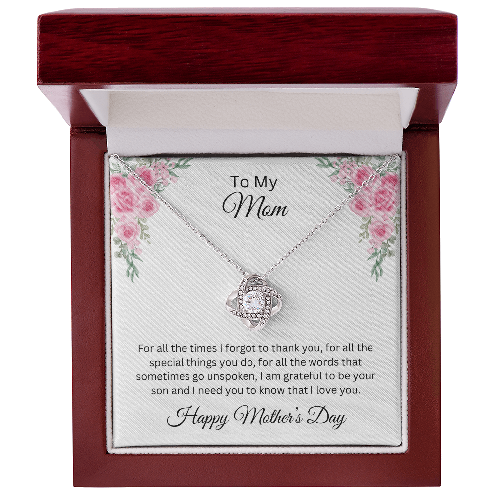 Love Knot Necklace/To My Mom Happy Mother's Day Love Son