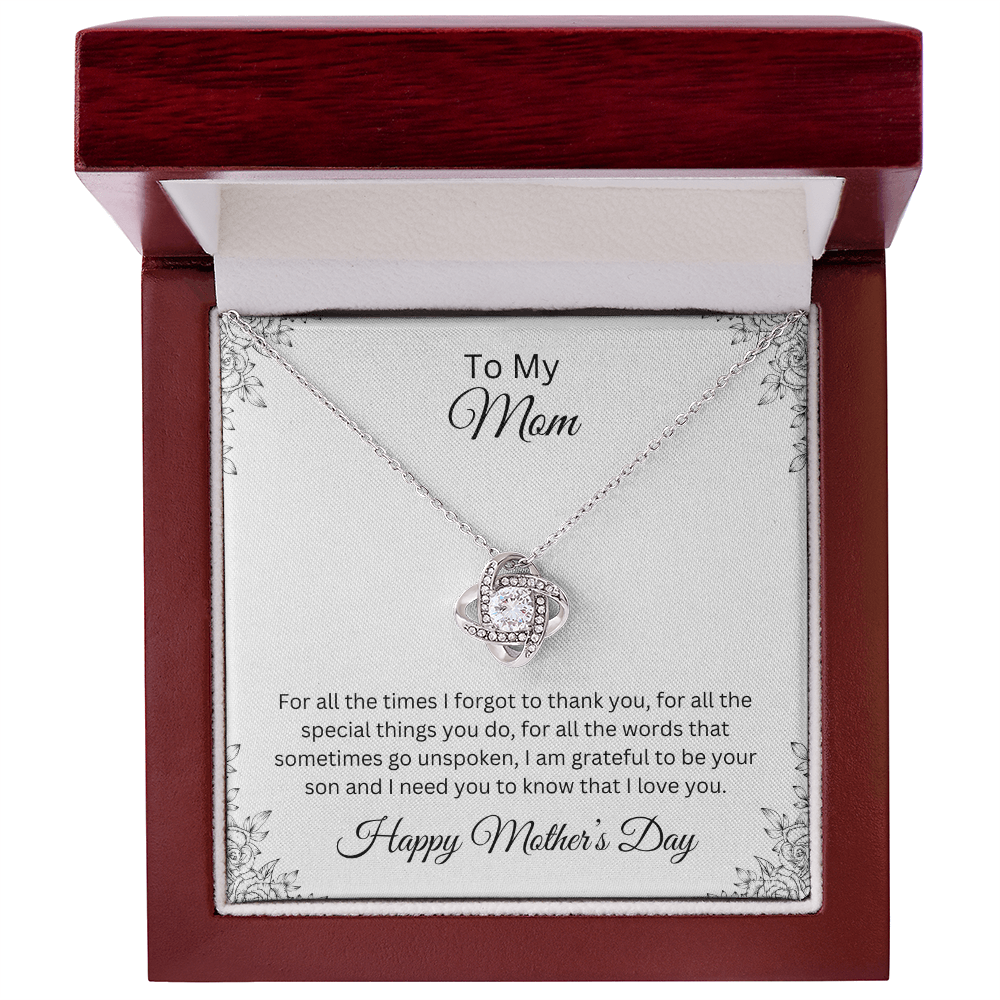 Love Knot Necklace/To My Mom Happy Mother's Day Love Son