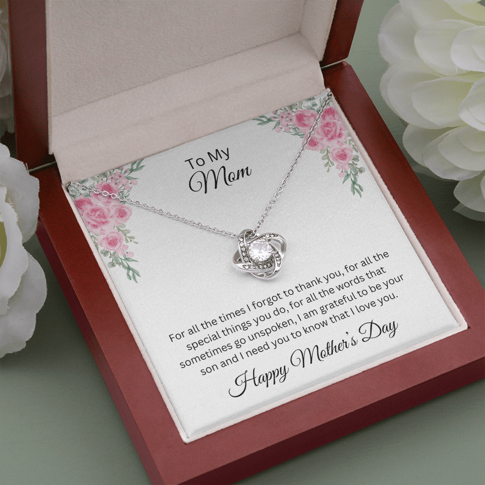 Love Knot Necklace/To My Mom Happy Mother's Day Love Son