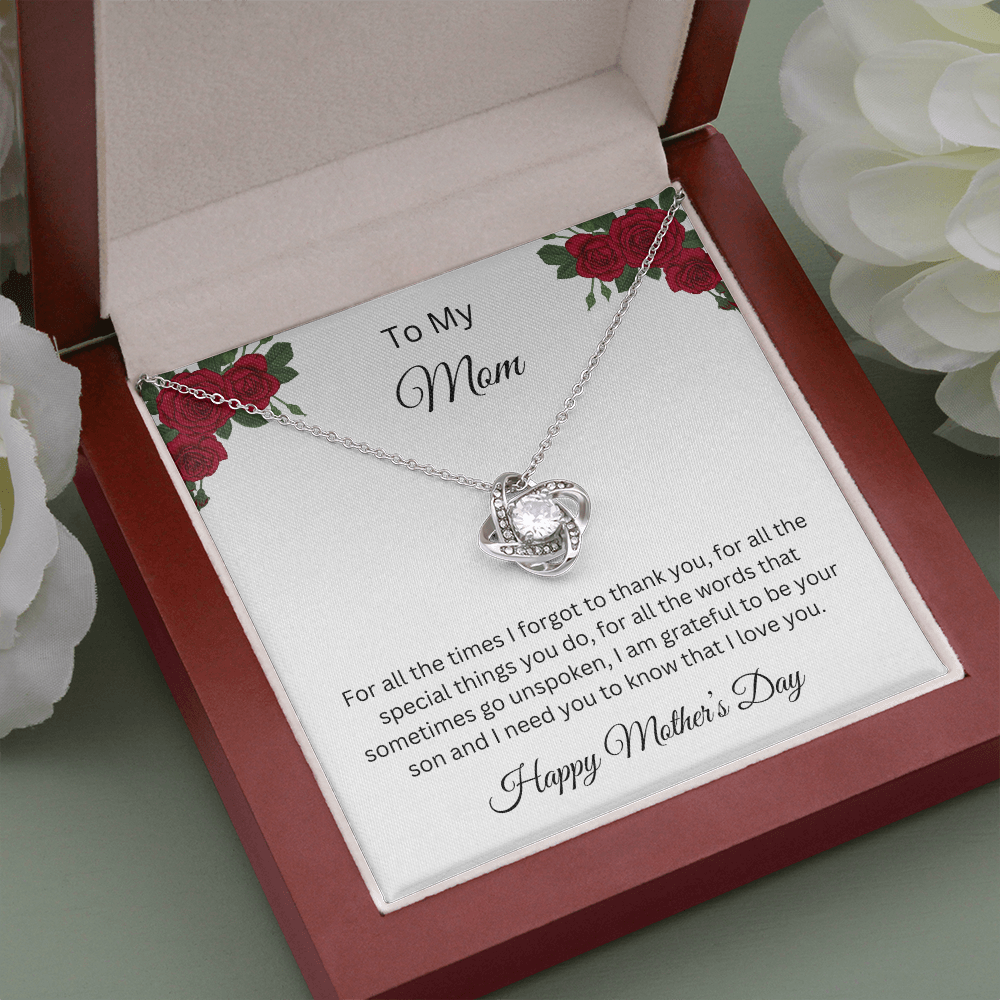 Love Knot Necklace/To My Mom Happy Mother's Day Love Son