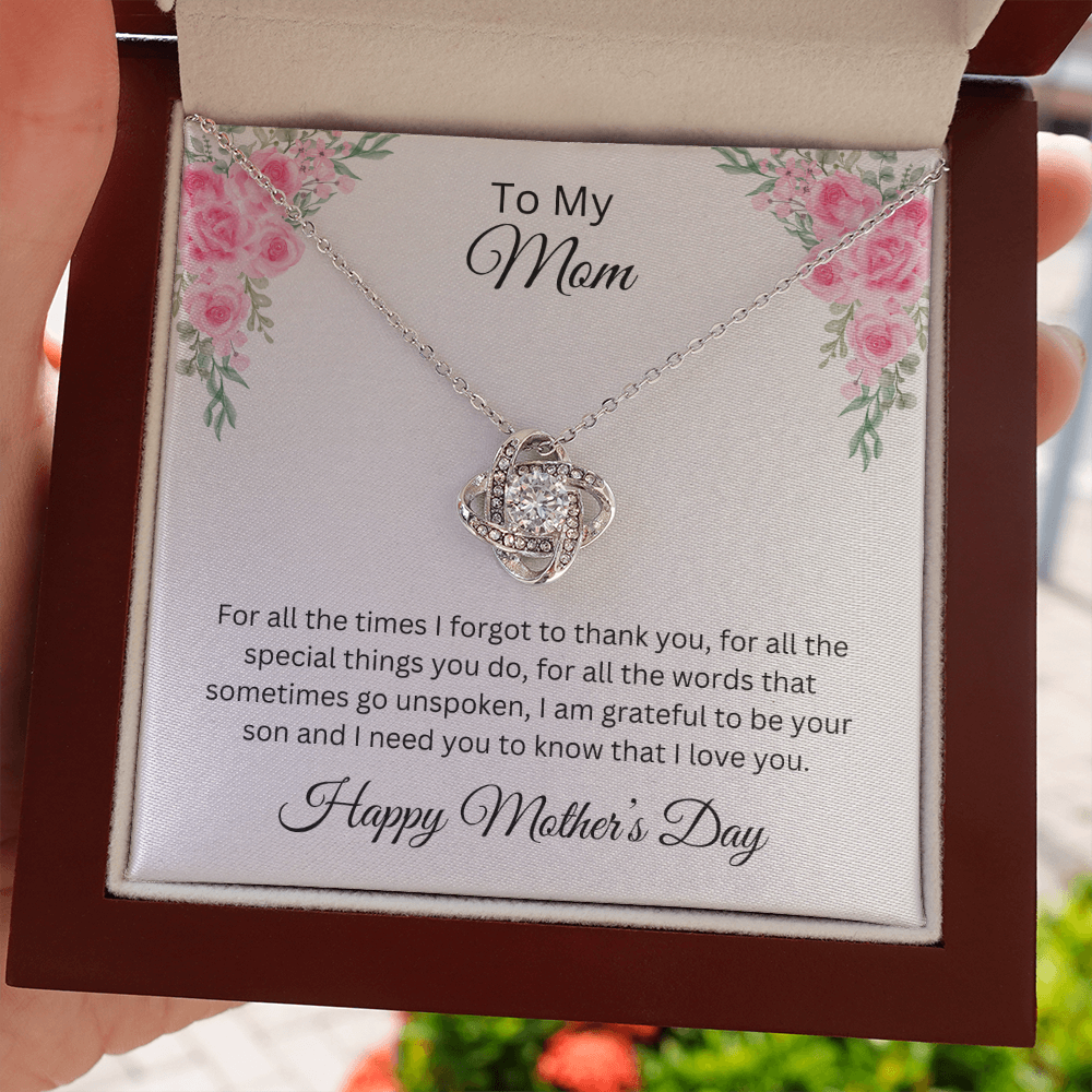 Love Knot Necklace/To My Mom Happy Mother's Day Love Son