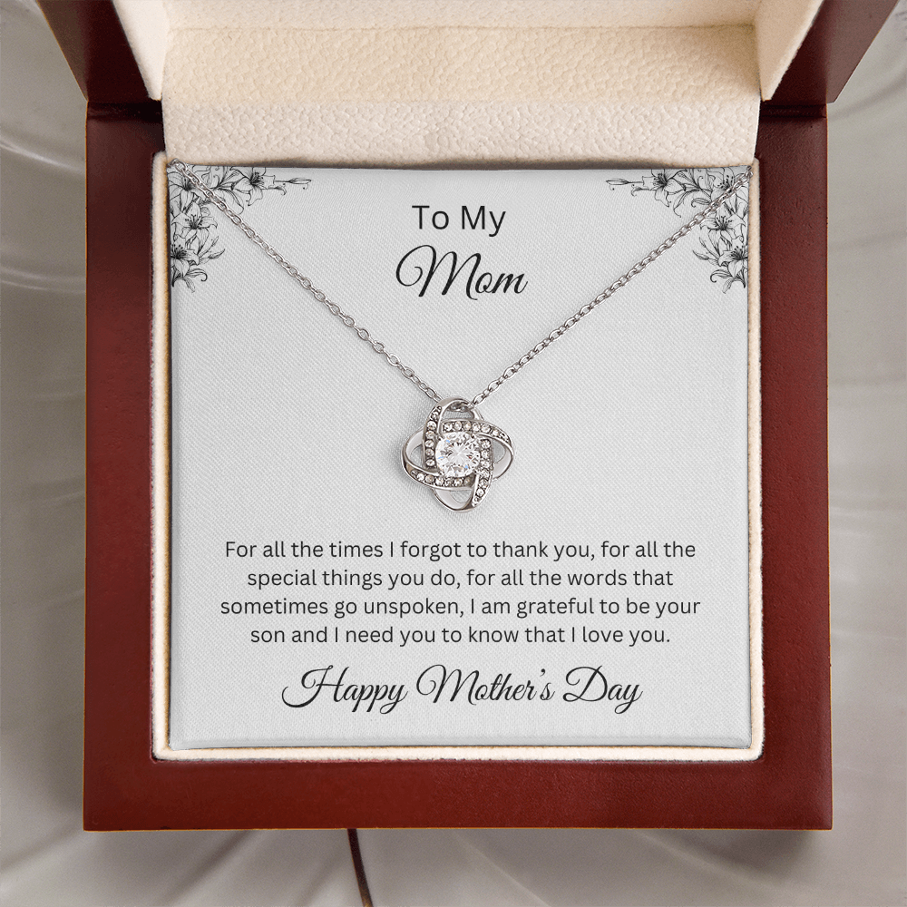 Love Knot Necklace/To My Mom Happy Mother's Day Love Son