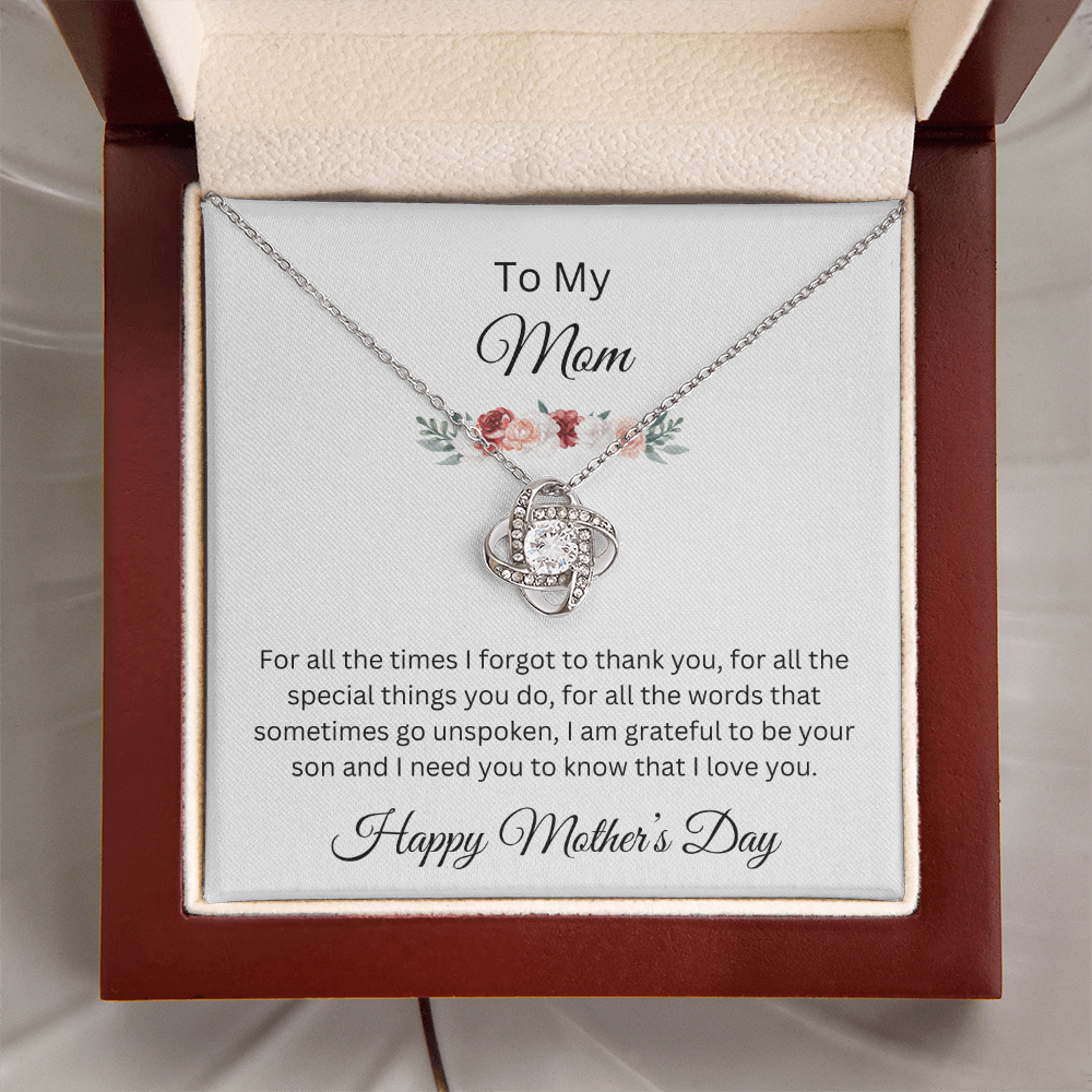 Love Knot Necklace/To My Mom Happy Mother's Day Love Son