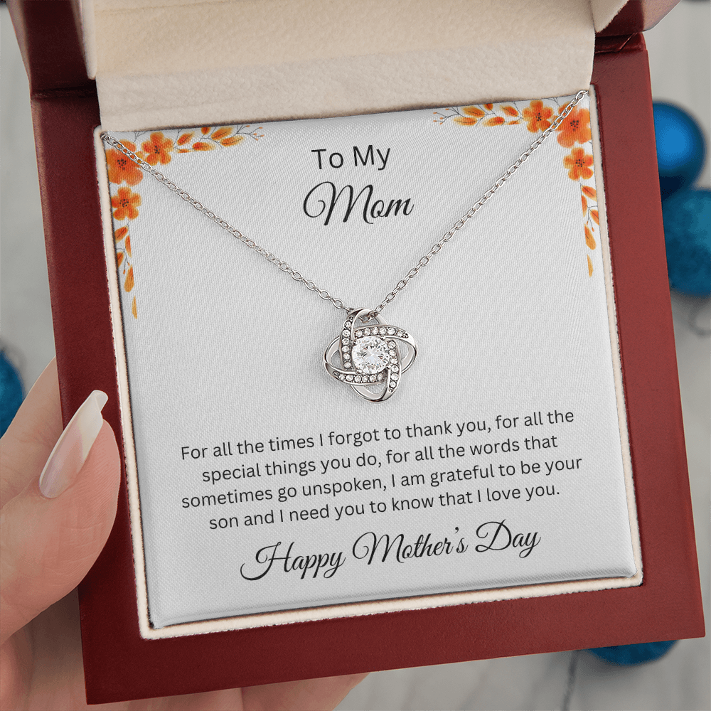 Love Knot Necklace/To My Mom Happy Mother's Day Love Son