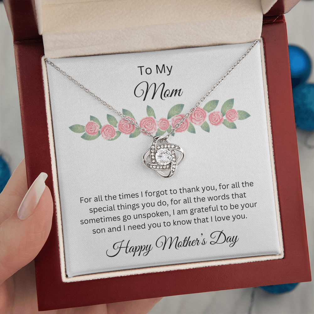 Love Knot Necklace/To My Mom Happy Mother's Day Love Son