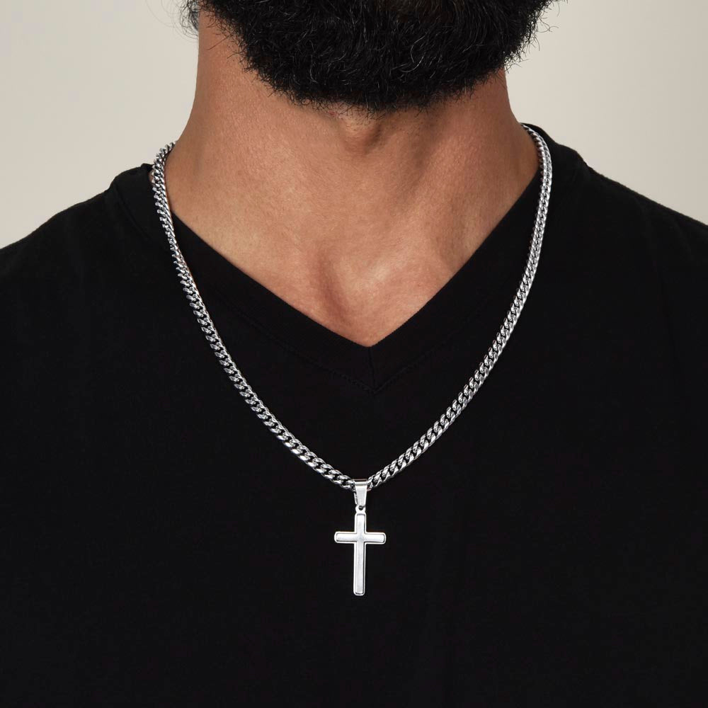 Cuban Link Chain w/Artisan Cross/Father's Day