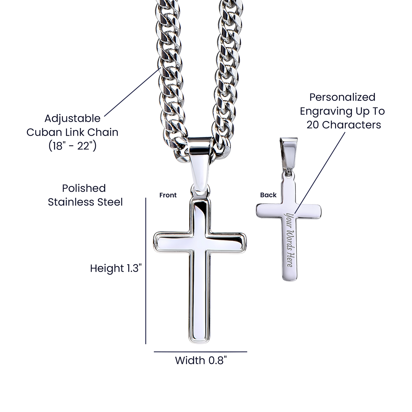 Cuban Link Chains w/ Artisan Cross/Father's Day