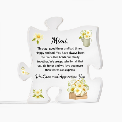 Acrylic Puzzle Plaque/Daisy/Mimi, We love and appreciate you