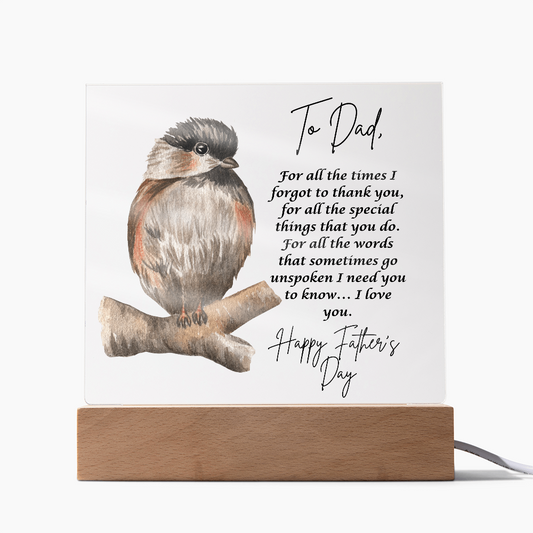 Acrylic Square Plaque/  Happy Father's Day/Bird