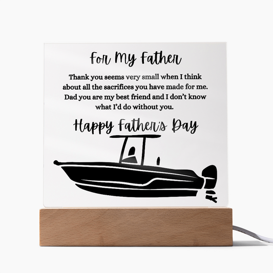 Acrylic Square Plaque/Center Console/Happy Father'd Day