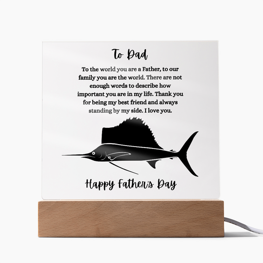 Acrylic Square Plaque/Sail Fish/Happy Father's Day