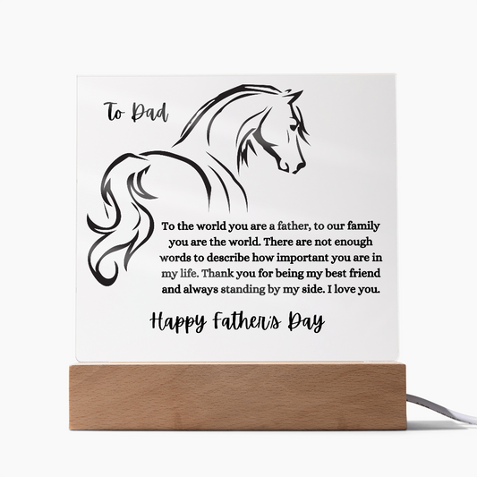 Acrylic Square Plaque,Horse Sil./ Happy Father's Day