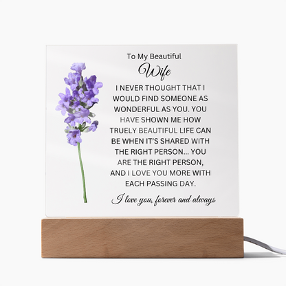 Acrylic Square Plaque/Lavender/To My Beautiful Wife