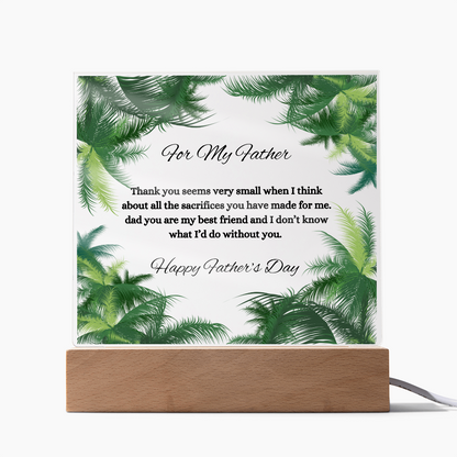 Acrylic Square Plaque/Palms/ Happy Father's Day