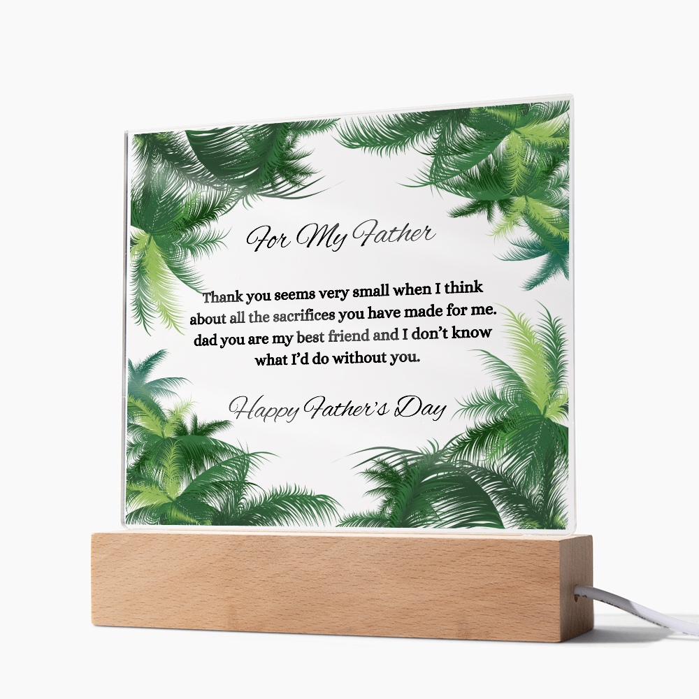 Acrylic Square Plaque/Palms/ Happy Father's Day