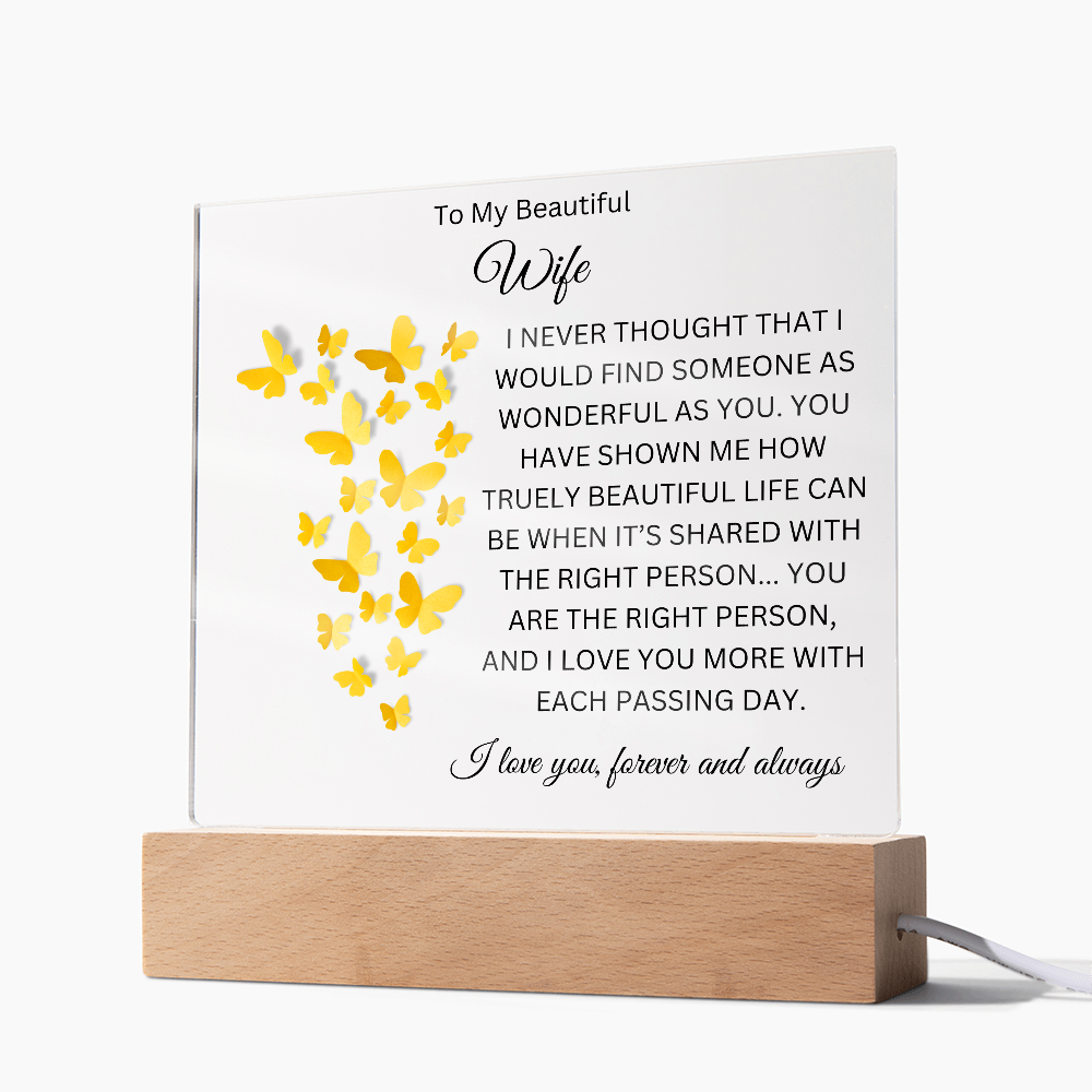 Acrylic Square Plaque Yellow BF/To My Beautiful Wife