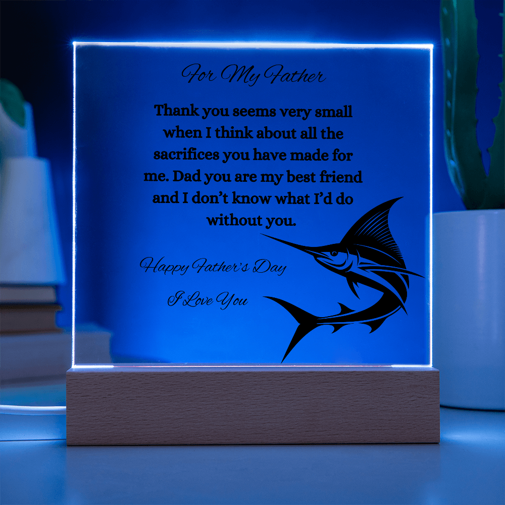 Acrylic Square Plaque/Sail Fish/Happy Father's Day