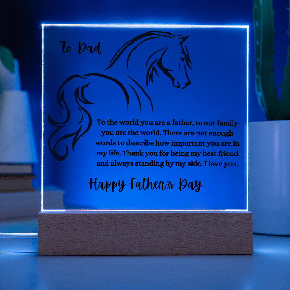 Acrylic Square Plaque,Horse Sil./ Happy Father's Day