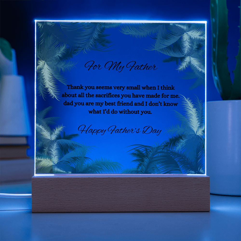 Acrylic Square Plaque/Palms/ Happy Father's Day