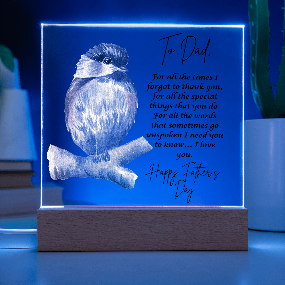 Acrylic Square Plaque/  Happy Father's Day/Bird