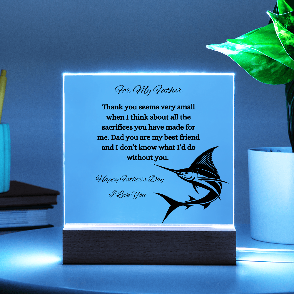 Acrylic Square Plaque/Sail Fish/Happy Father's Day