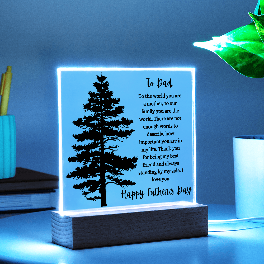 Acrylic Square Plaque/Tree/Happy Father's Day