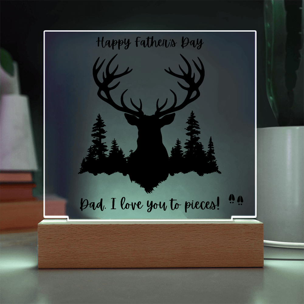 Acrylic Square Plaque/Big Buck/Happy Father's Day