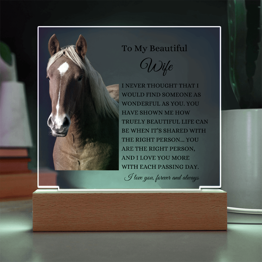 Acrylic Square Plaque/Horse/To My Beautiful Wife