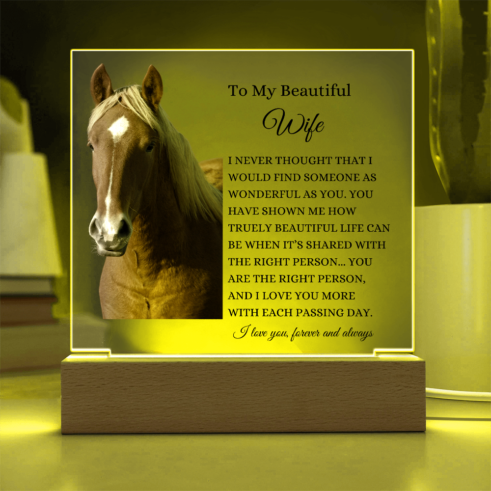 Acrylic Square Plaque/Horse/To My Beautiful Wife