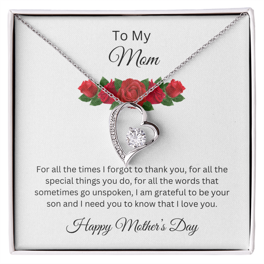 Forever Love Necklace/ To My Mom, Happy Mother's Day Love Son