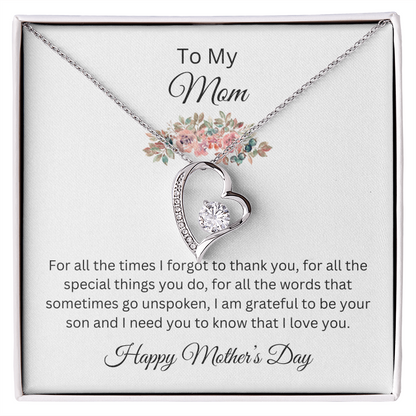 Forever Love Necklace/ Happy Mother's Day Love ,Son