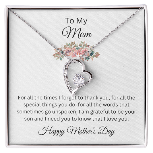 Forever Love Necklace/ Happy Mother's Day Love ,Son