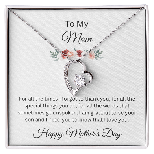 Forever LoveNecklace/ To My Mom, Happy Mother's Day Love, son