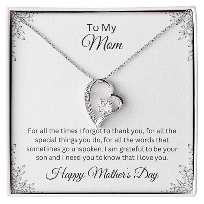 Forever Love Necklace/ To My Mom Happy Mother's Day Love, Son