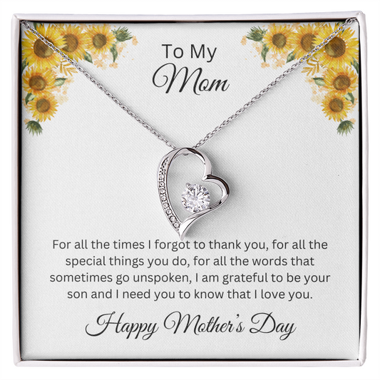 Forever Love Necklace/ To My Mom Happy Mother's Day Love, Son