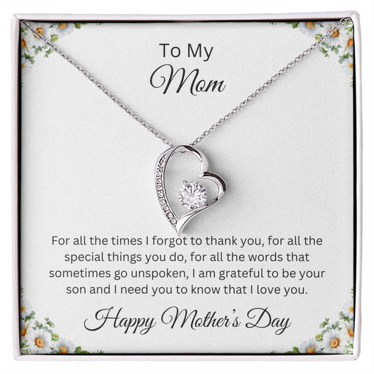 Forever Love Necklace/ To My Mom Happy Mother's Day Love Son