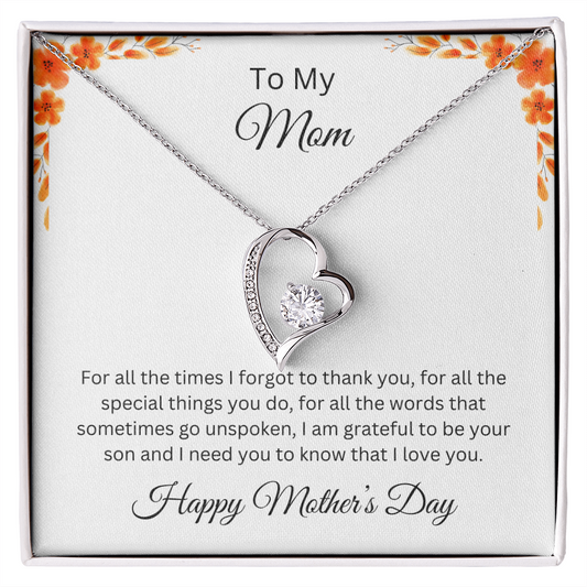 Forever Love Necklace/ To My Mom Happy Mother's Day Love, Son