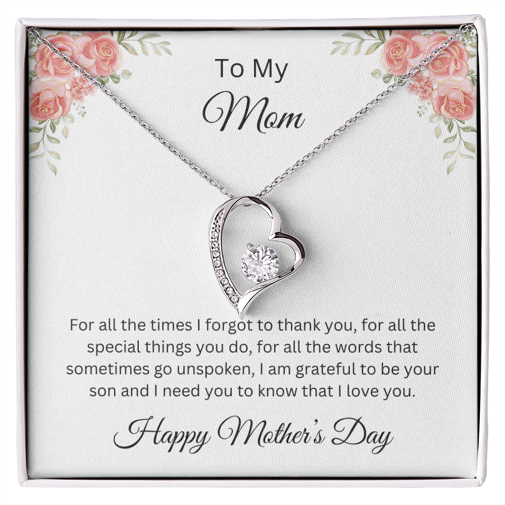 Forever Love Necklace/ To Mom, Happy Mother's Day Love, Son