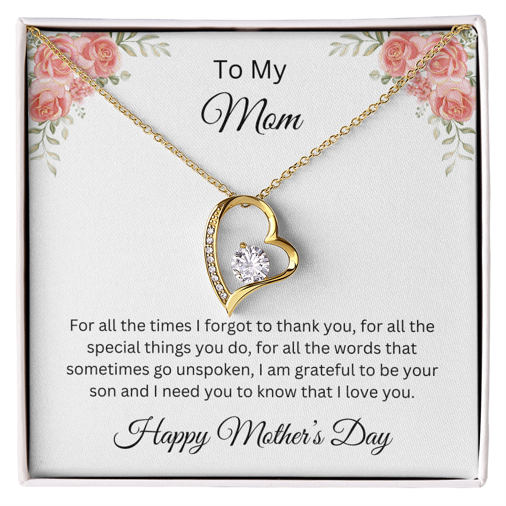 Forever Love Necklace/ To Mom, Happy Mother's Day Love, Son