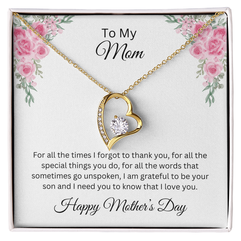 Forever Love Necklace/ To Mom Happy Mother's Day Love  Son