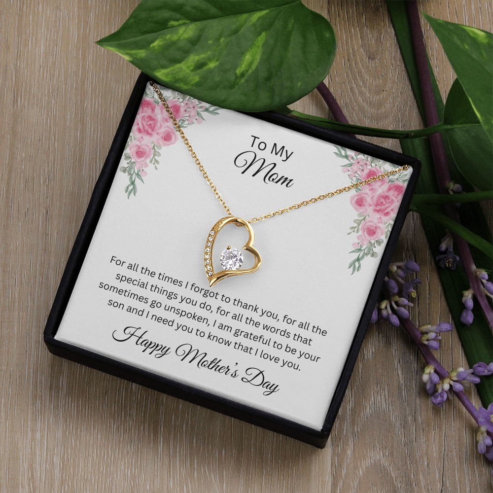 Forever Love Necklace/ To Mom Happy Mother's Day Love  Son