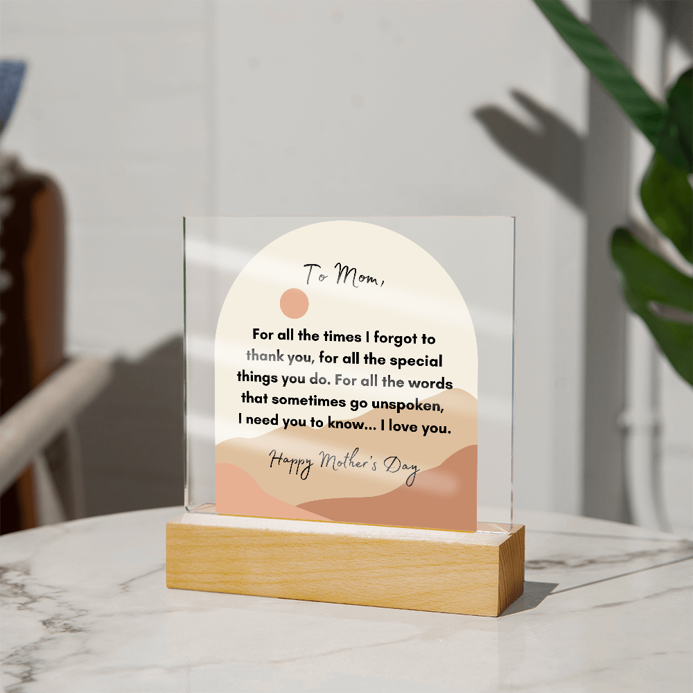 Acrylic Square Plaque/ Happy Mother's Day