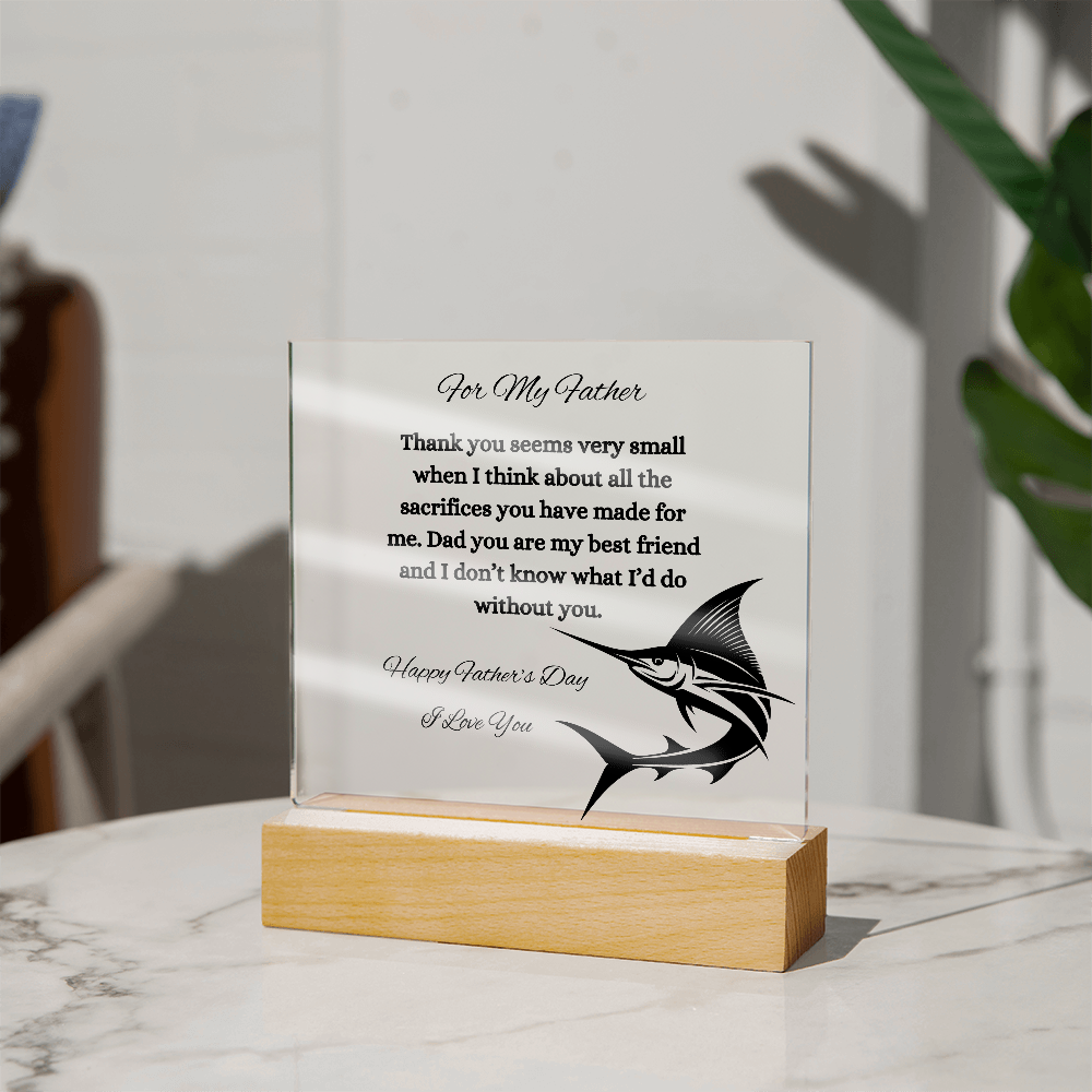 Acrylic Square Plaque/Sail Fish/Happy Father's Day